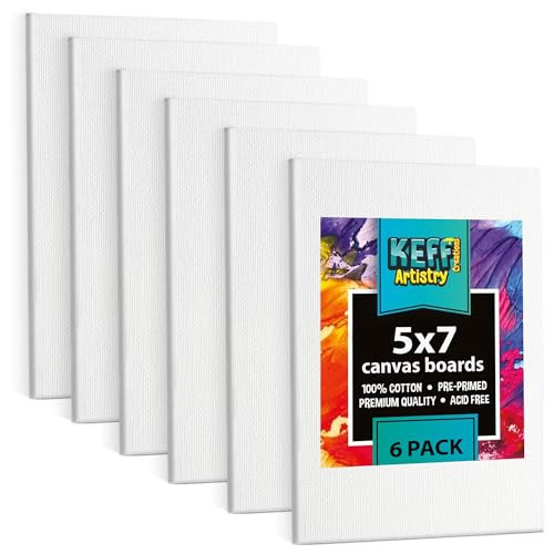 KEFF Canvas Boards for Painting - 5x7 6-Pack Bulk Canvas Panels, 100% Cotton Triple Primed Small Canvases for Painting Supplies, Acrylic, Oil, Watercolor & Tempera | Amazon (US)