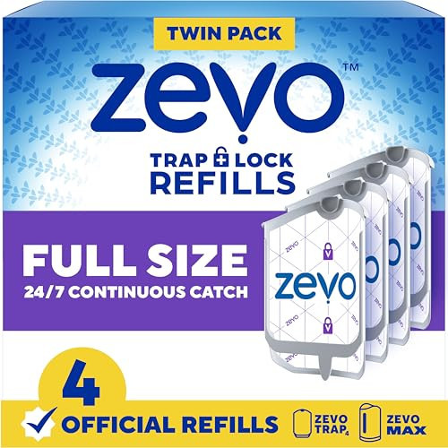 Zevo Flying Insect Trap Official Refill Cartridges - Fits Both Zevo Trap & MAX Indoor Fly Trap - Authentic Trap+Lock Technology to Catch Gnats, House & Fruit Flies (4 Official Refill Cartridges) | Amazon (US)