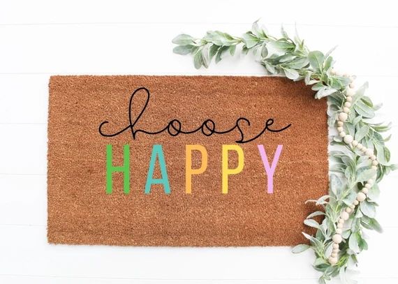 Choose Happy Doormat Welcome Doormat Spring Doormat | Etsy | Etsy (US)