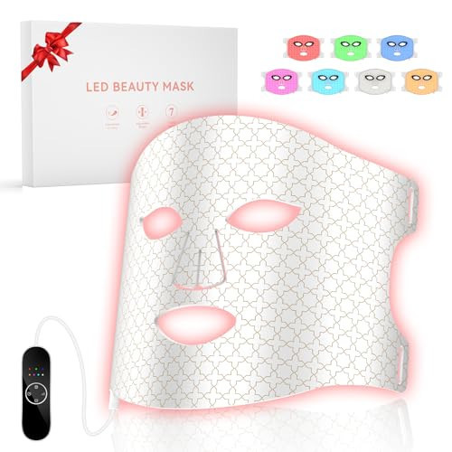 DZAVOK Red Light Therapy For Face, 7 Modes Portable Therapy Mask With 3000mah Rechargeable Remote, Blue, Orange, 850nm Infrared & Red Light Mask, 400 Leds For Anti-Aging | Amazon (US)