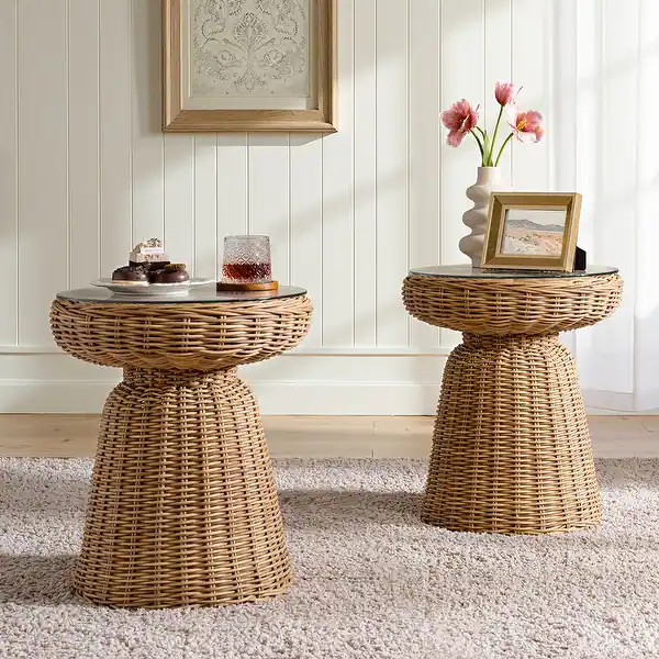 Coastal Round End Table Set of 2 by HULALA HOME - Bed Bath & Beyond - 43330252 | Bed Bath & Beyond