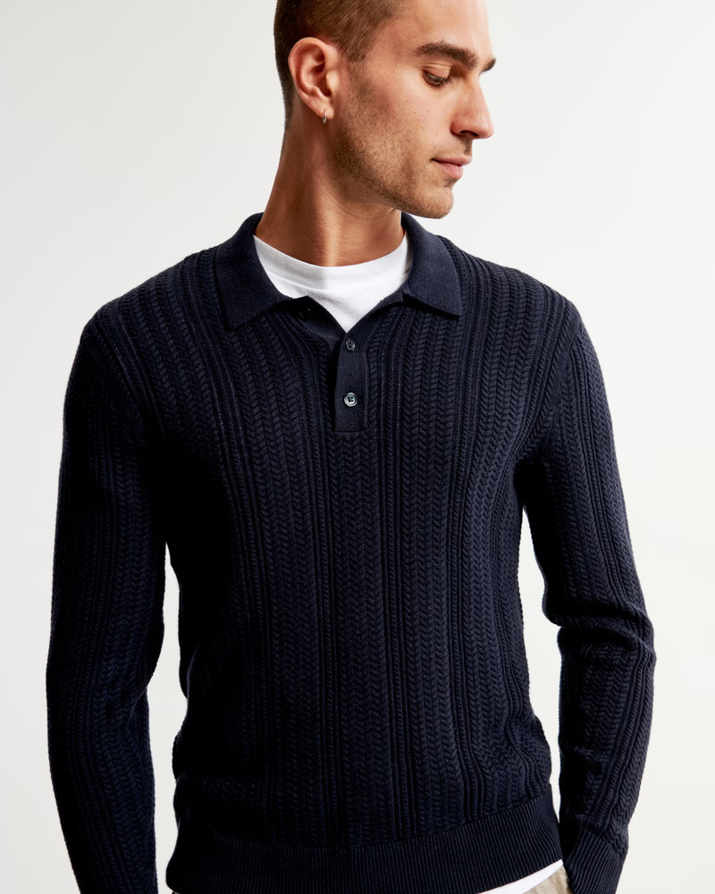 Long-Sleeve Johnny Collar Sweater Polo | Abercrombie & Fitch (US)