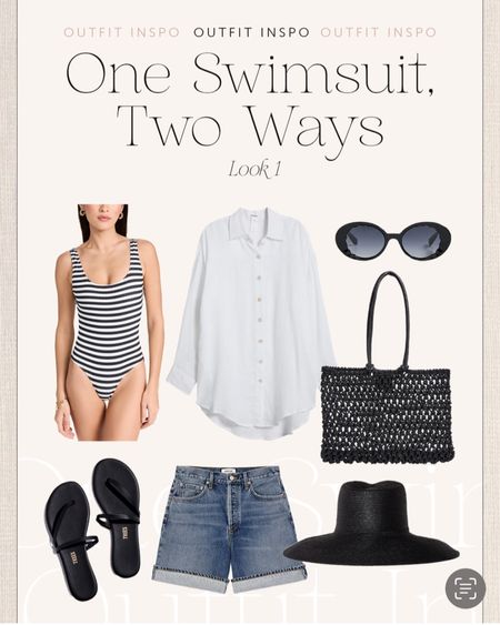 Resort outfit styling this black and white swimsuit 2 ways. 

#LTKover40