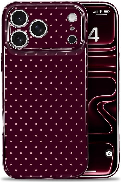 Compatible with iPhone 17 Pro Burgundy Polka Dot Phone Case | Amazon (US)