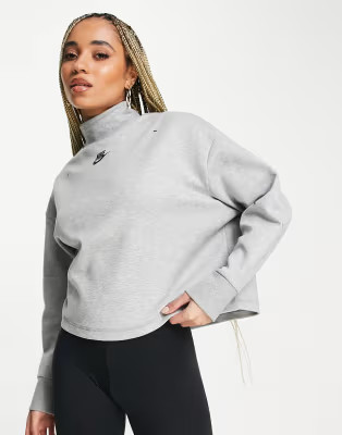 Nike Tech Fleece turtleneck sweatshirt in gray heather | ASOS (Global)