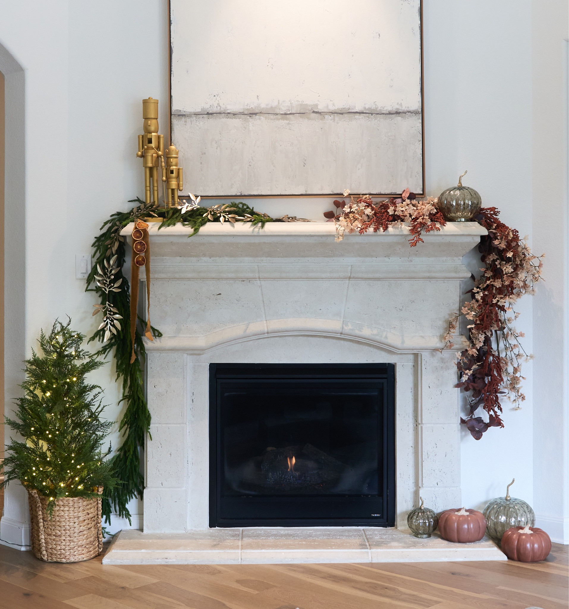 Anyone else struggling the urge right now to transition your home to Christmas?

Fall decor
Christmas decor
My Texas House trees
Christmas garland
Gold nutcrackers
Fireplace 

#LTKHoliday #LTKSeasonal #LTKhome