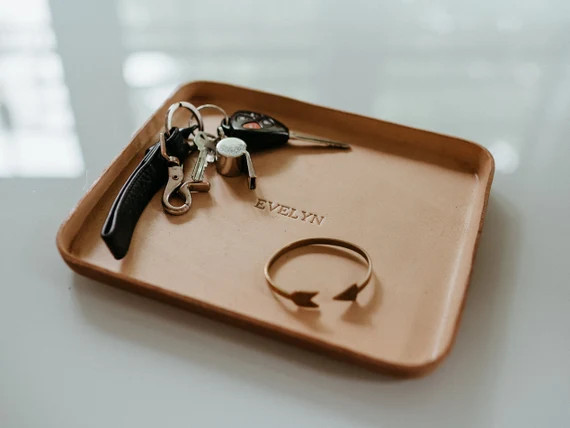 Molded Leather Valet Tray. Desk Organizer. Jewelry Tray. - Etsy | Etsy (US)