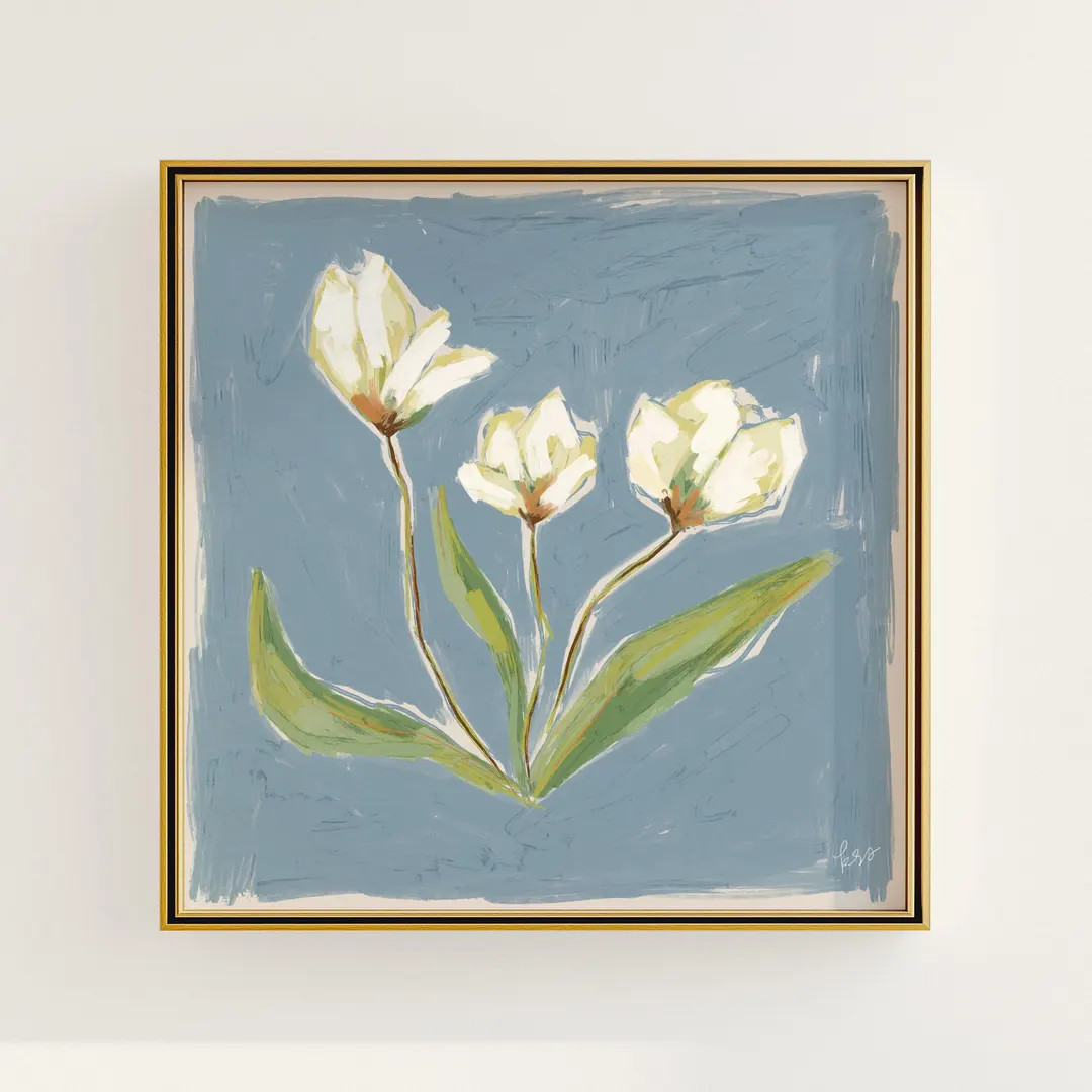 Modern Southern Floral Wall Art | Digital Download of White Flower Arrangement | Feminine Light B... | Etsy (US)