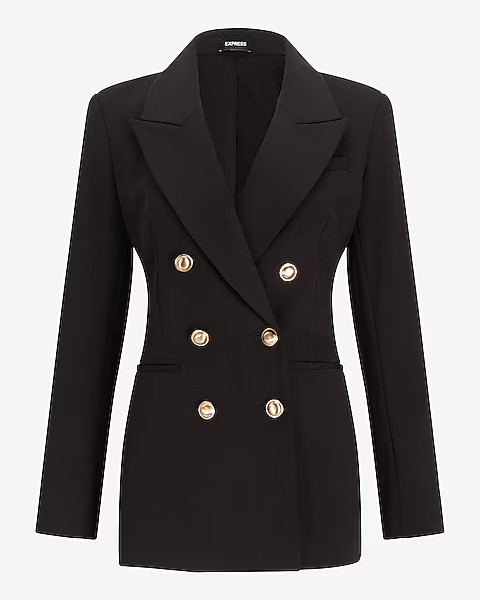 Conscious Edit Peak Lapel Double Breasted Blazer | Express