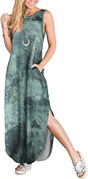 ANRABESS Women's Casual Loose Sundress Long Dress Sleeveless Split Maxi Dresses Summer Beach Dress w | Amazon (US)