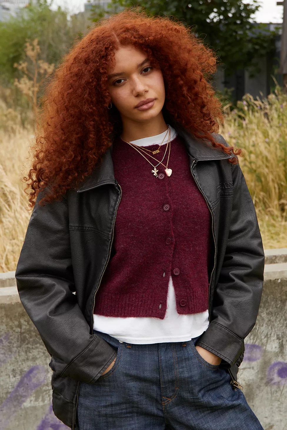 BDG Billy Faux Leather Bomber Jacket | Urban Outfitters (EU)