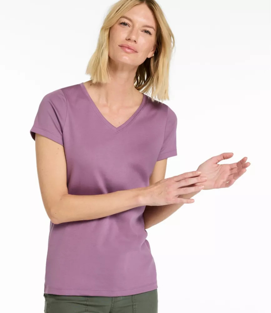 Women's Pima Cotton Shaped V-Neck, Short-Sleeve | L.L. Bean