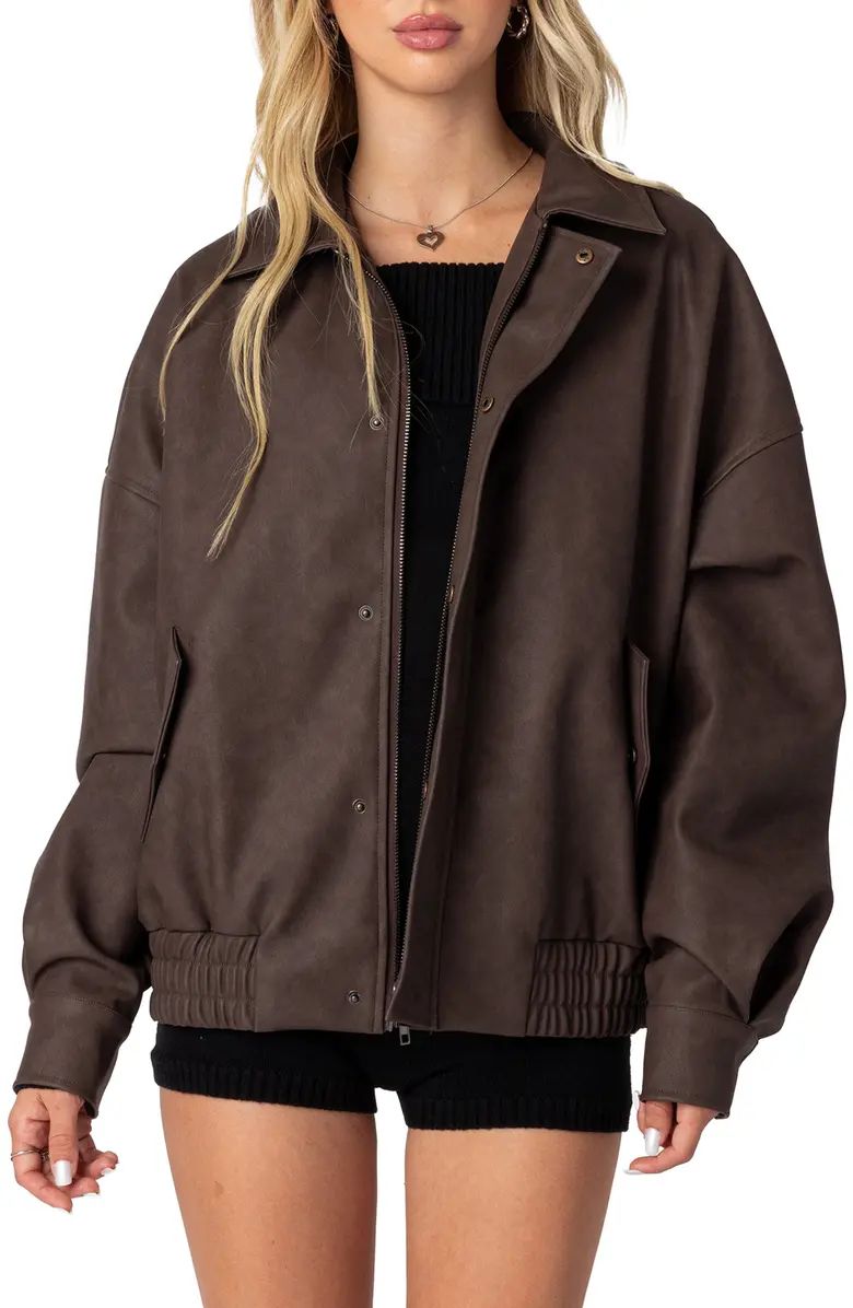 EDIKTED Mori Oversize Faux Leather Jacket | Nordstrom | Nordstrom