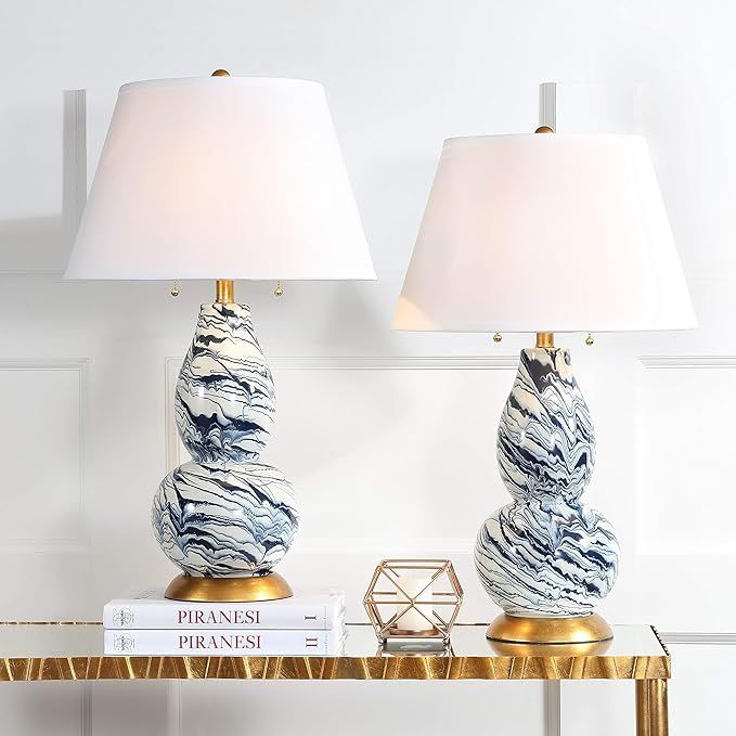 SAFAVIEH Lighting Collection Modern Swirls Navy / White 29-inch Bedroom Living Room Home Office D... | Amazon (US)