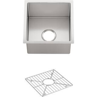 KOHLER Strive 18 Gauge Stainless Steel 15 in. Undermount Bar Sink with Bowl Rack K-5287-NA - The ... | The Home Depot