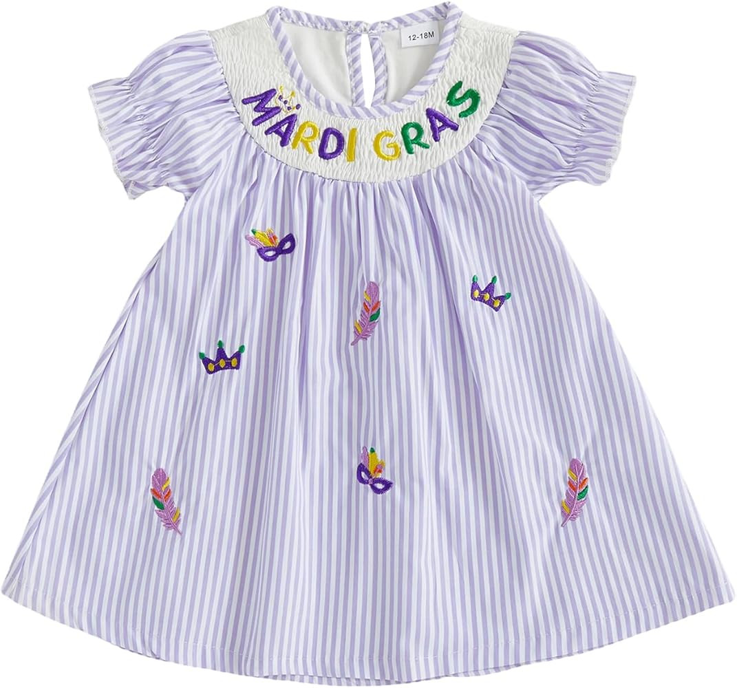 Kids Toddler Baby Girl Easter Outfit Easter Egg Smocked Dress Puff Sleeve Plaid Dresses Cute Girl... | Amazon (US)