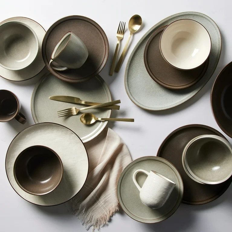 Better Homes & Gardens Stoneware Cream Murphy 12PC Dinnerware Set - Walmart.com | Walmart (US)