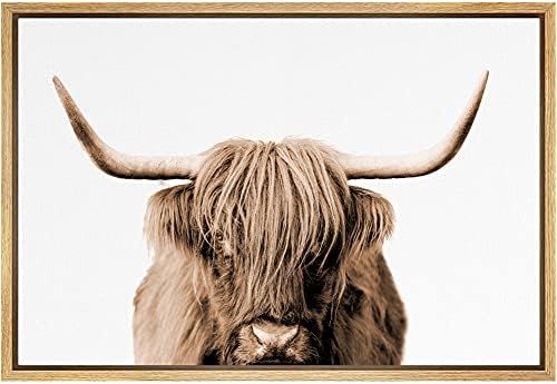 SIGNLEADER Framed Canvas Print Wall Art Brown Full-Frame Closeup of Shetland Cow Animals Wilderness  | Amazon (US)