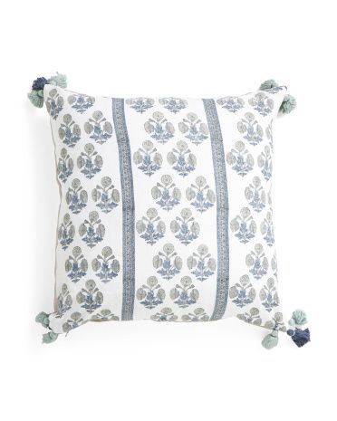 22x22 Linen Front Print Pillow With Tassels | Throw Pillows | T.J.Maxx | TJ Maxx