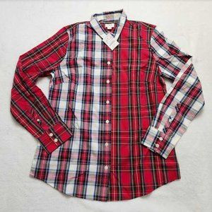 New women's S XL J Crew Factory mixed tartan plaid shirt in signature fit | Poshmark