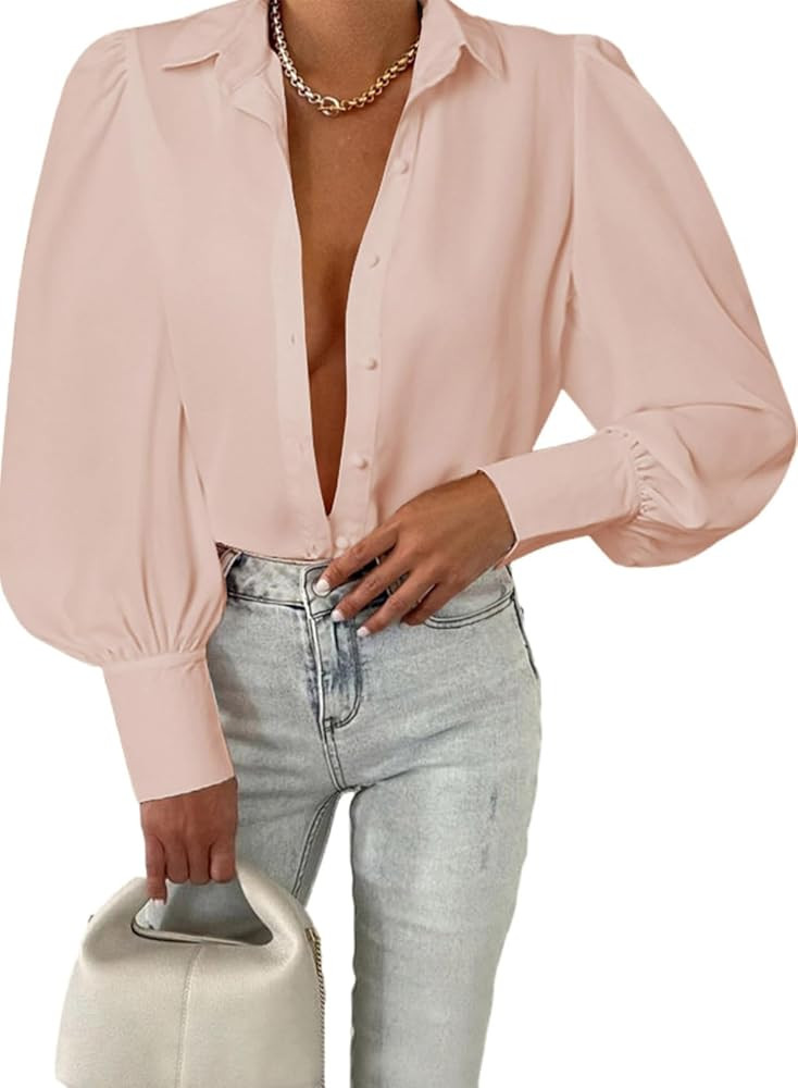 EVALESS Womens Tops Button Down Shirts Print Long Sleeve Blouses for Women Fashion 2023 | Amazon (US)