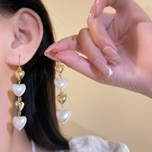 1 paar 925 zilveren kwastjes hartvormige oorbellen, overdreven design, hoogwaardige oorbellen geschikt voor dagelijks gebruik door vrouwen | SHEIN