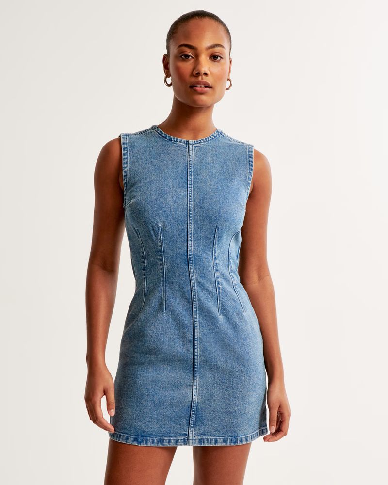 Women's Shell Denim Mini Dress | Women's 20% Off Select Styles | Abercrombie.com | Abercrombie & Fitch (US)