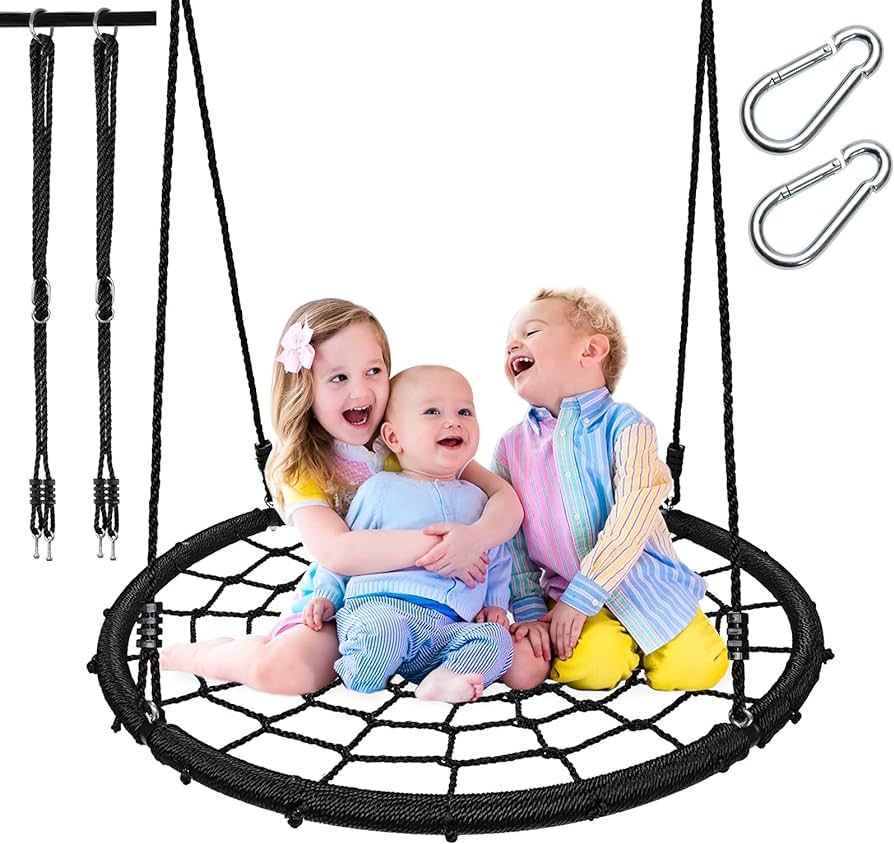 Pitpat 40" Spider Web Swing with 4 Ropes Adjustable from 55" to 102", Spider Swing for Kids for K... | Amazon (US)
