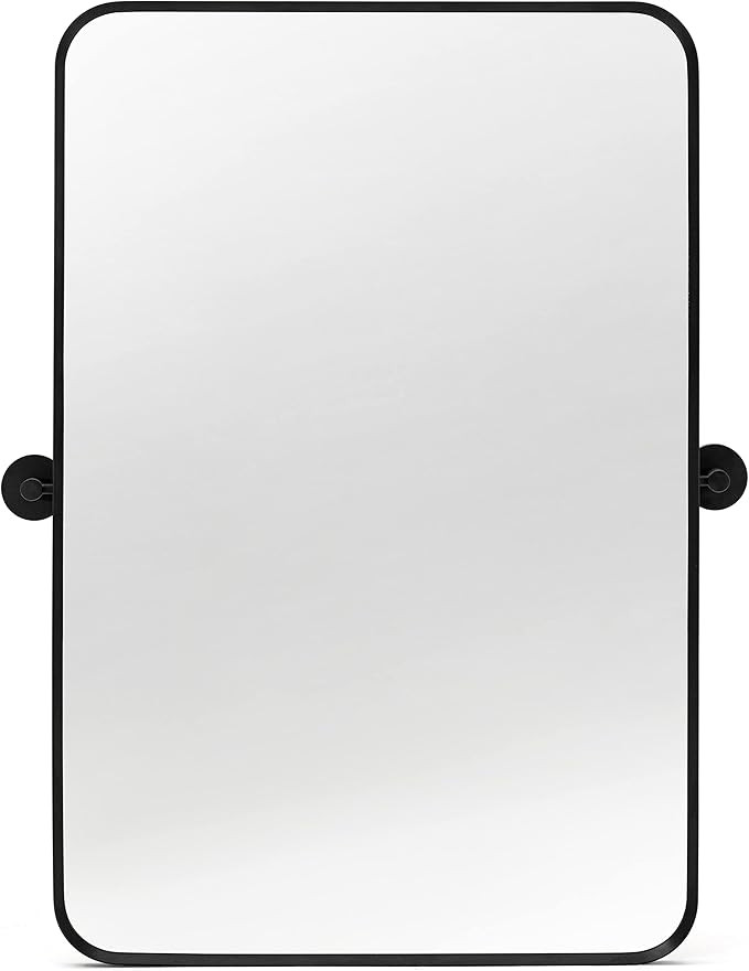 Minuover 20" x 30'' Pivot Rectangle Bathroom Mirror Tilting Beveled Black Metal Framed Vanity Mir... | Amazon (US)
