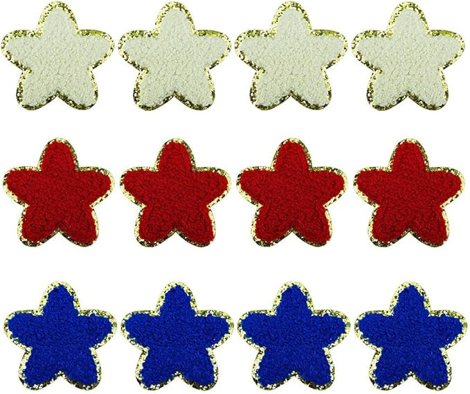 12 PCS Star Patches Patriotic Patch Chenille Patches Embroidered Iron On Patch for 4th of July Cl... | Amazon (US)