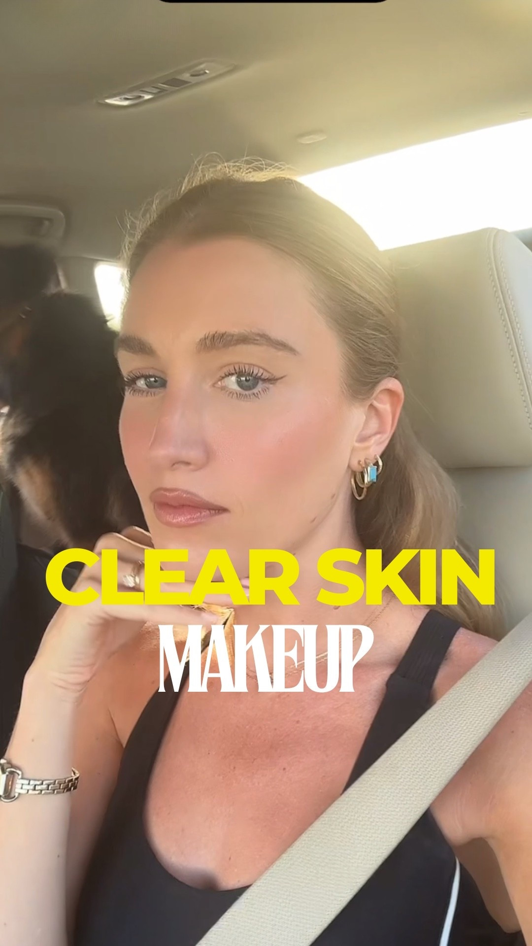 Clear skin makeup look for acne-prone girls. Shop the exact makeup products used in this image. I am acne-prone and buy non-toxic where possible!