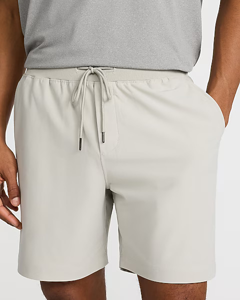 7" Drawstring Elastic Waist Everyday Performance Shorts | Express