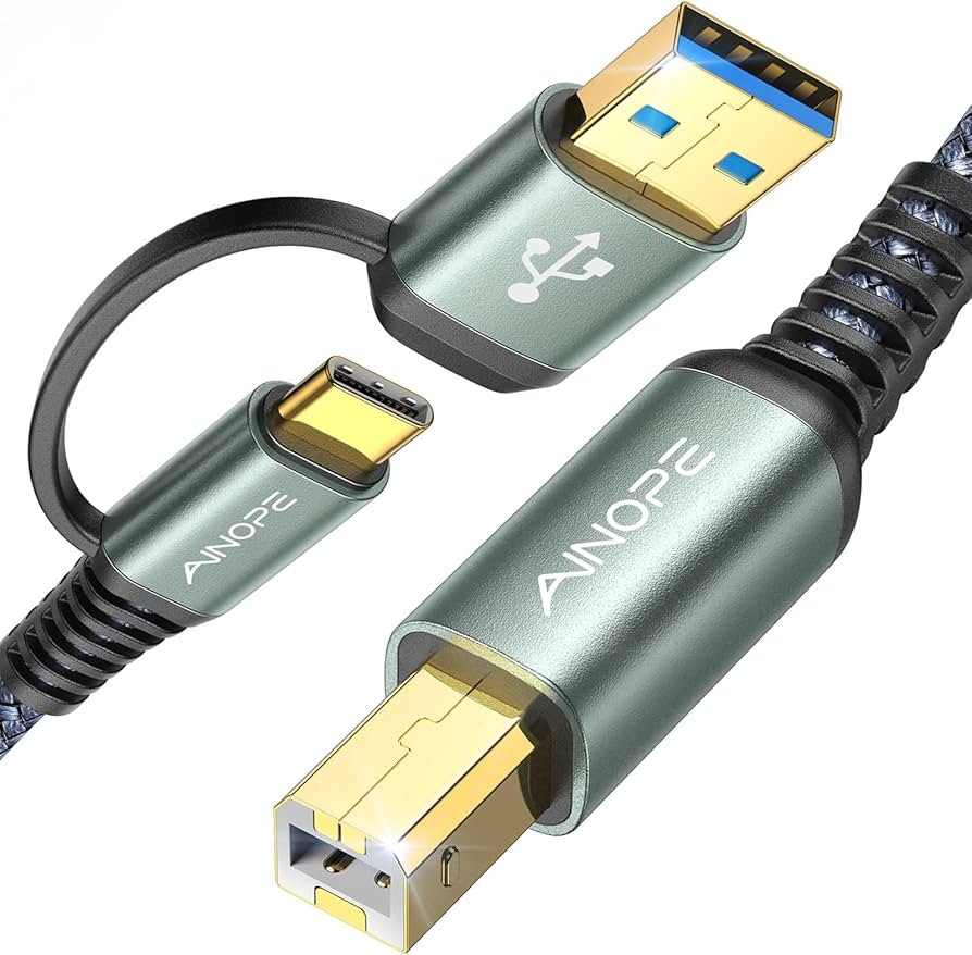 AINOPE Printer Cable to USB, 480Mbps Printer USB B to USB C MIDI Cable Nylon Braided Type B Cord ... | Amazon (US)