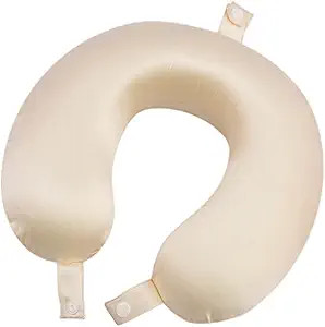 100% Mulberry Silk Neck Pillow for Travel 22 Momme Real Silk Travel Pillow for Pain Relief Sleepi... | Amazon (US)