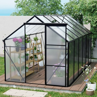 KTMBDW 6x12 FT Greenhouse for Outdoors, Polycarbonate Greenhouse with Roof Vent, Aluminum Large Walk-in Greenhouse for Outside Garden Backyard, Black | Target