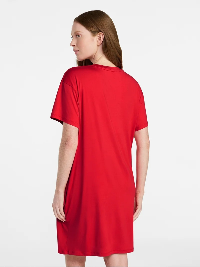 Joyspun Women’s Dreamy Soft Collection Short Sleeve Valentine's Day Sleep Shirt, Sizes S/M to 2... | Walmart (US)