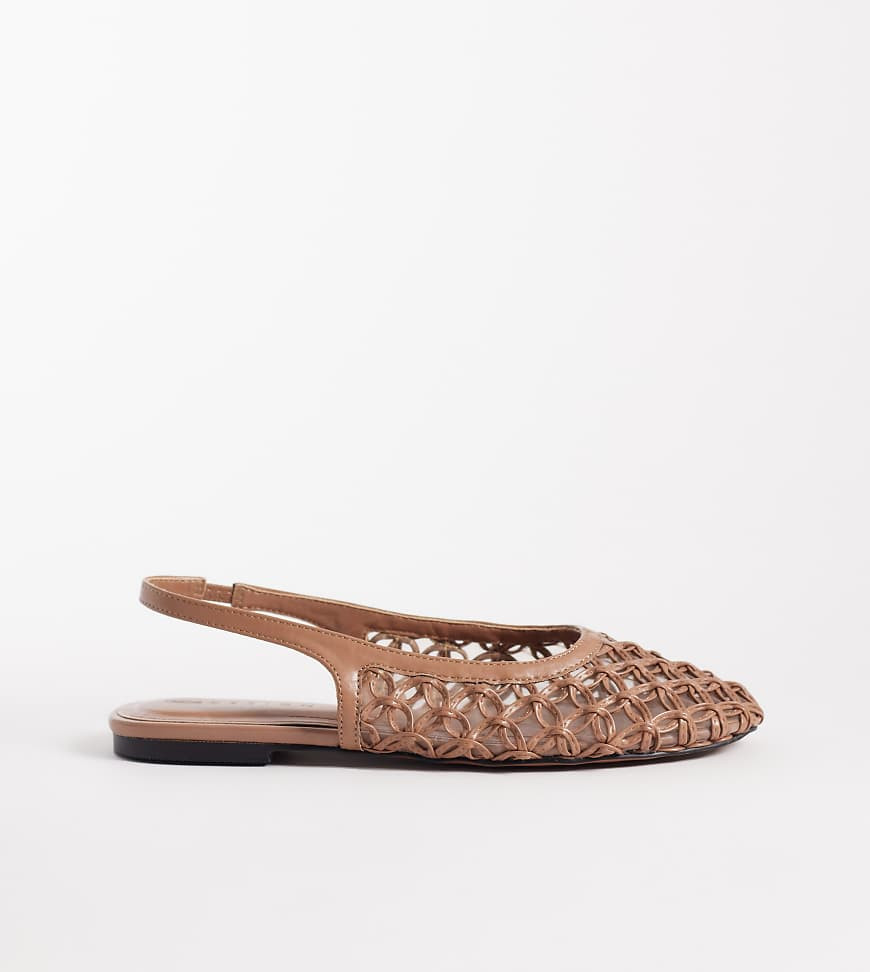 ASOS DESIGN Wide Fit Lure woven detailing slingback ballet flats in taupe-Neutral | ASOS (Global)