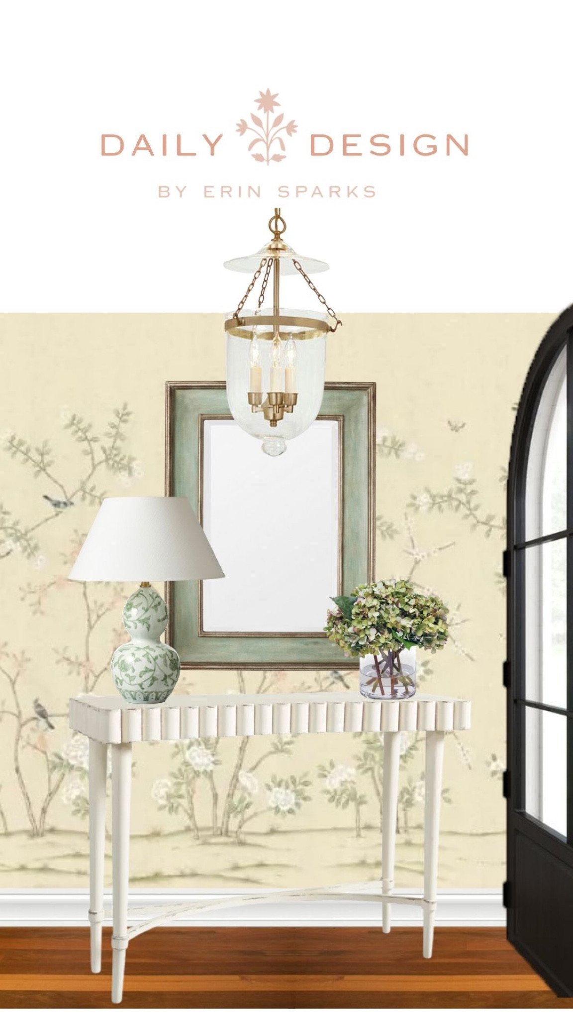 Black Friday sales cyber week Interior design inspo entryway inspo fluted console table entryway lighting sage green mirror grandmillennial style chinoiserie wallpaper mural grandmillennial home 

#LTKsalealert #LTKCyberweek #LTKhome