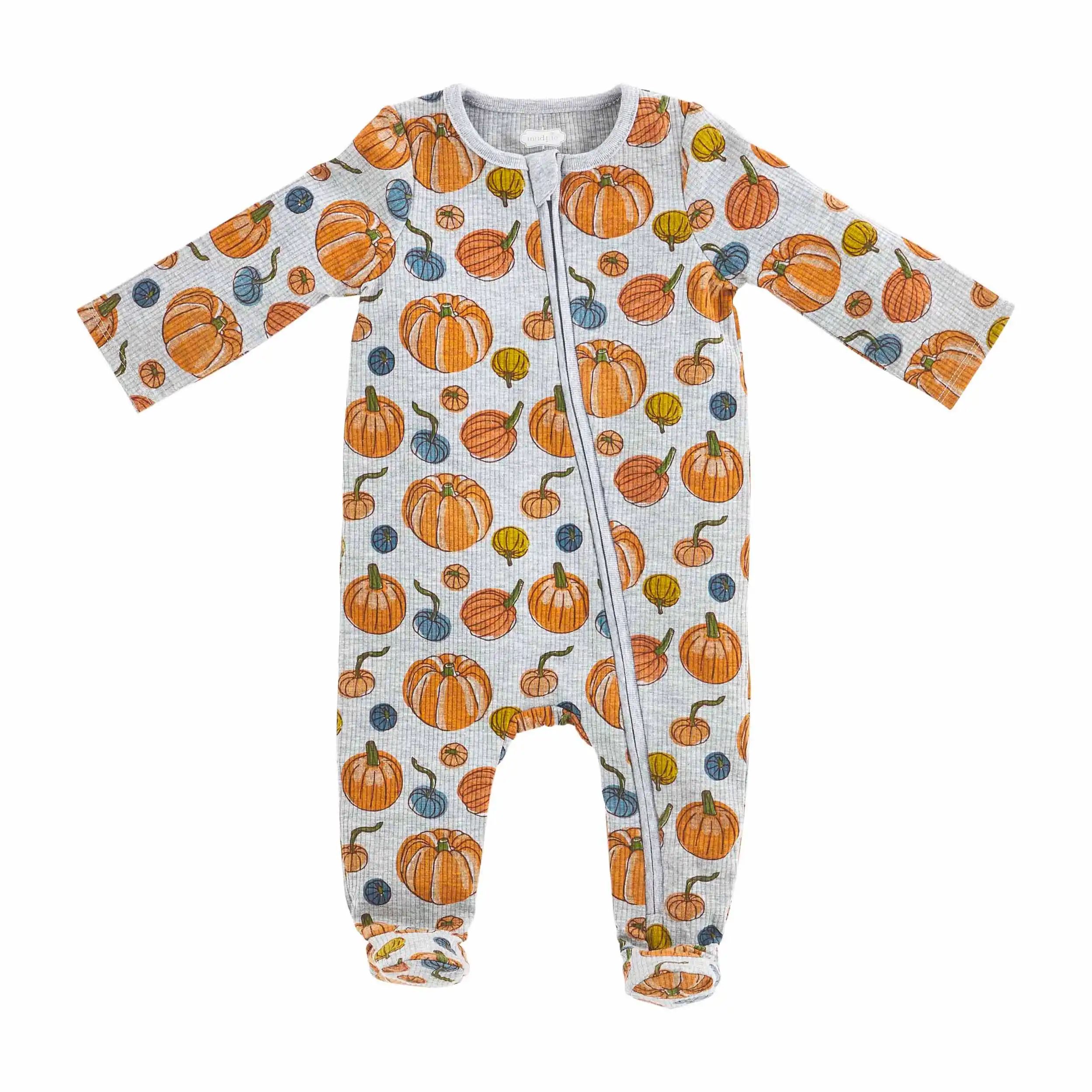 Gray Pumpkin Patch Baby Sleeper | Mud Pie (US)