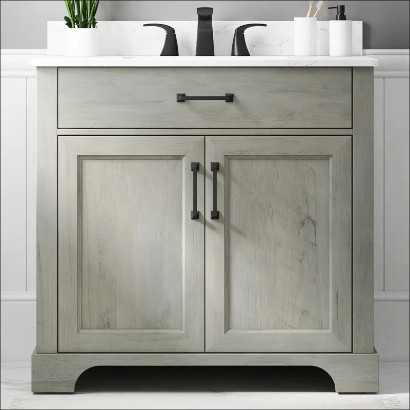 Macie 36'' Free-standing Single Bathroom Vanity with Stone Vanity Top | Wayfair North America