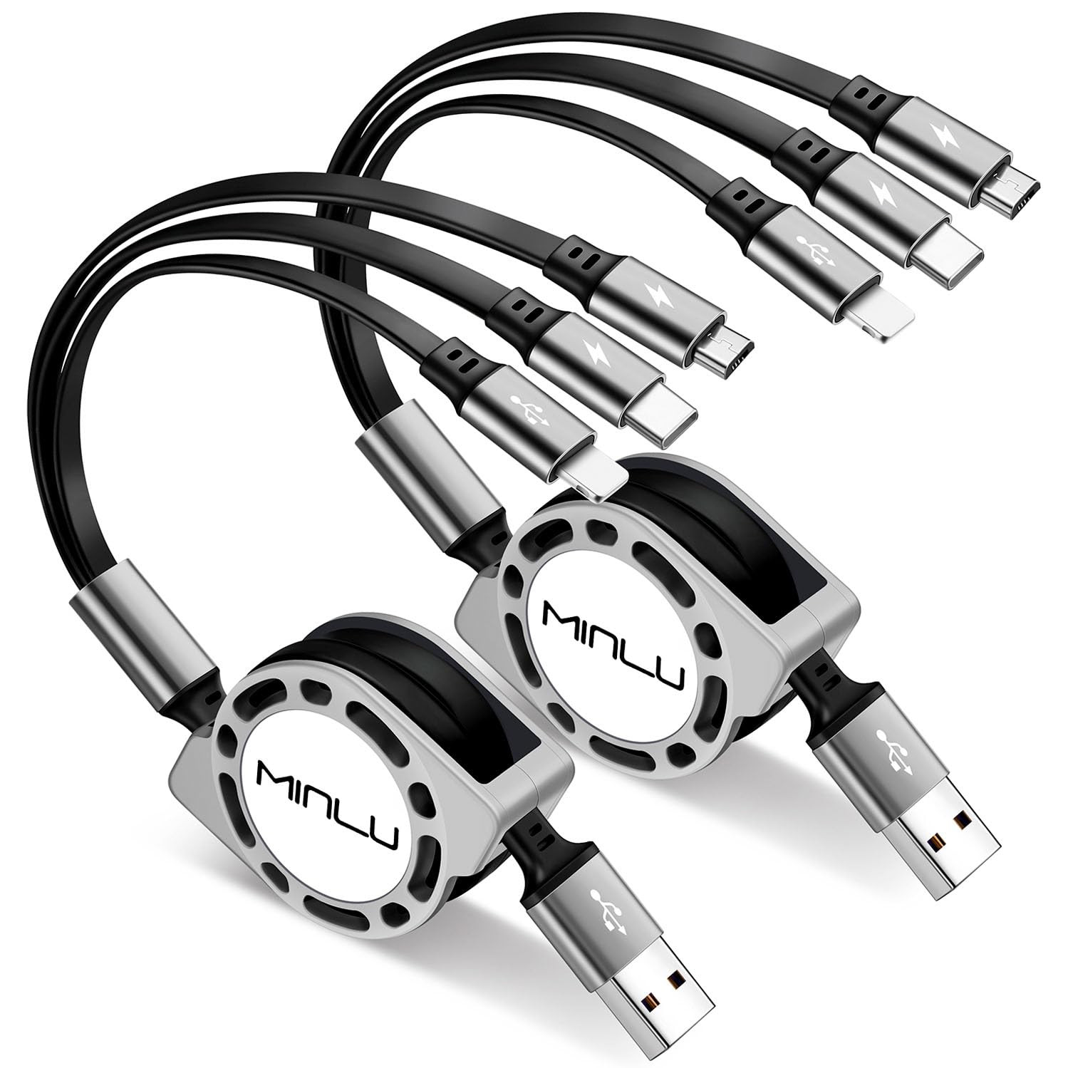 Multi Charging Cable 3A, [2Pack 4ft] Retractable Multi Charging Cord 3 in 1 Fast Charger Cord, Mu... | Amazon (US)