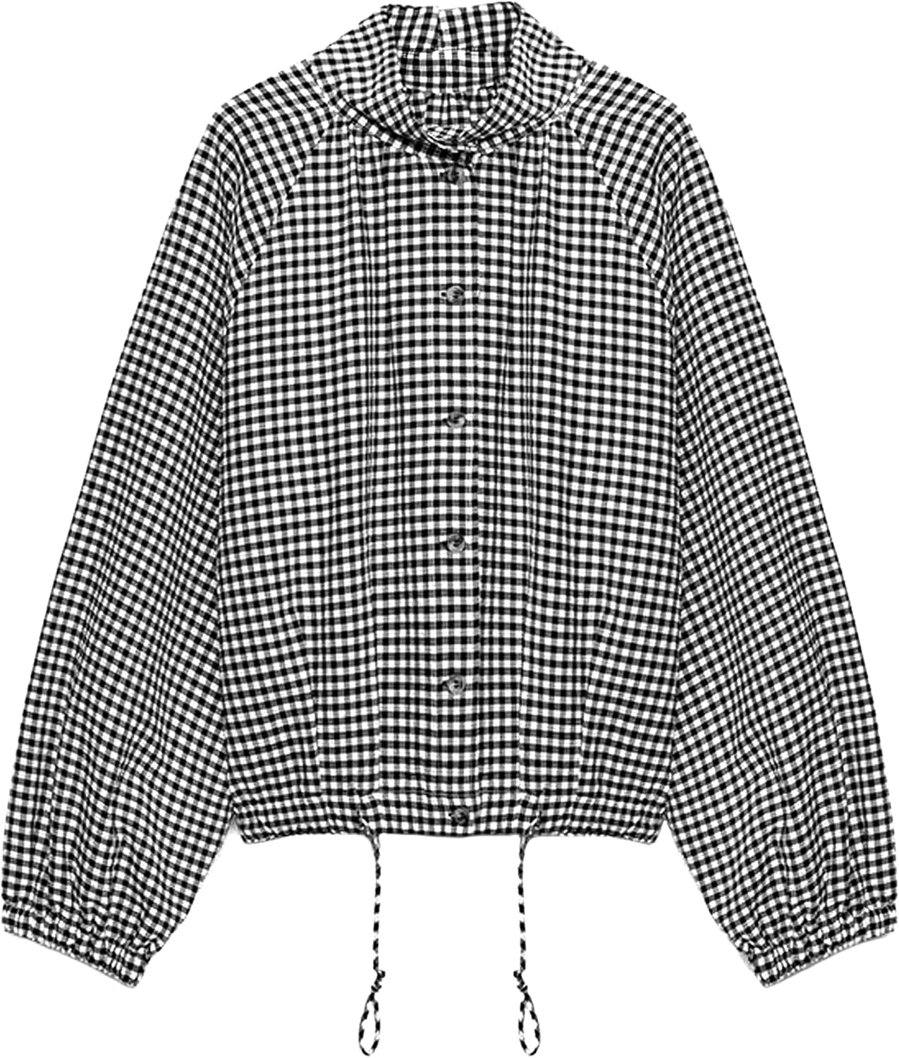 Womens Gingham Check Jacket Casual Lightweight Cropped Shacket | Amazon (US)