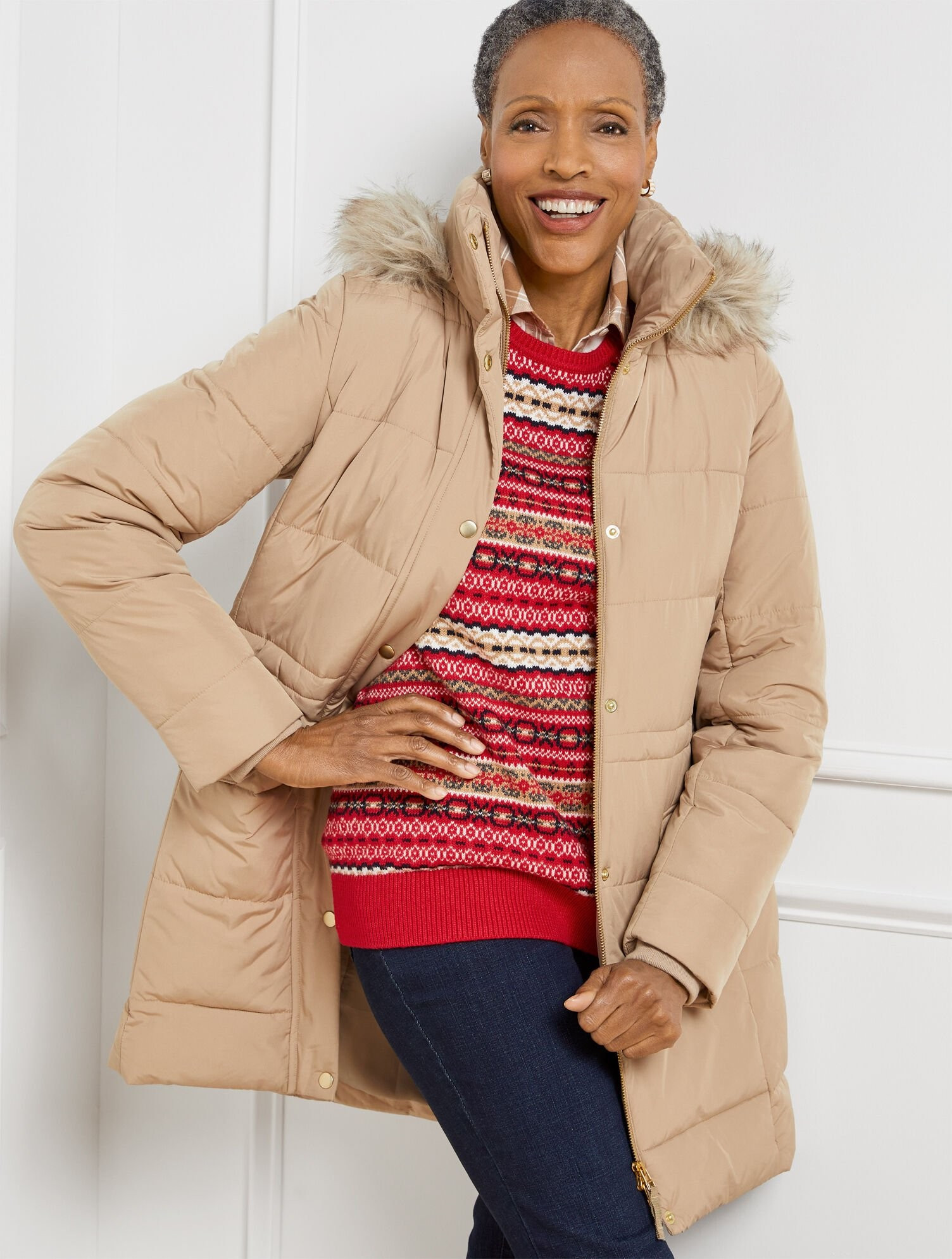 Faux Fur Trim Hooded Down Parka | Talbots