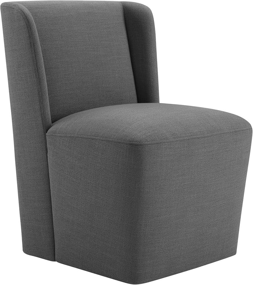 Modern Casters Upholstered Wingback Boho Dining Room Chairs, 33.9''H, Dark Gray | Amazon (US)