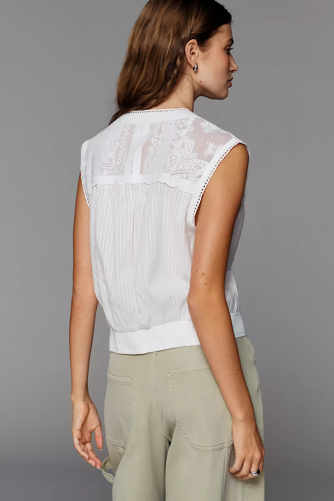 Pilcro Cotton Lace Muscle Top | Anthropologie (US)