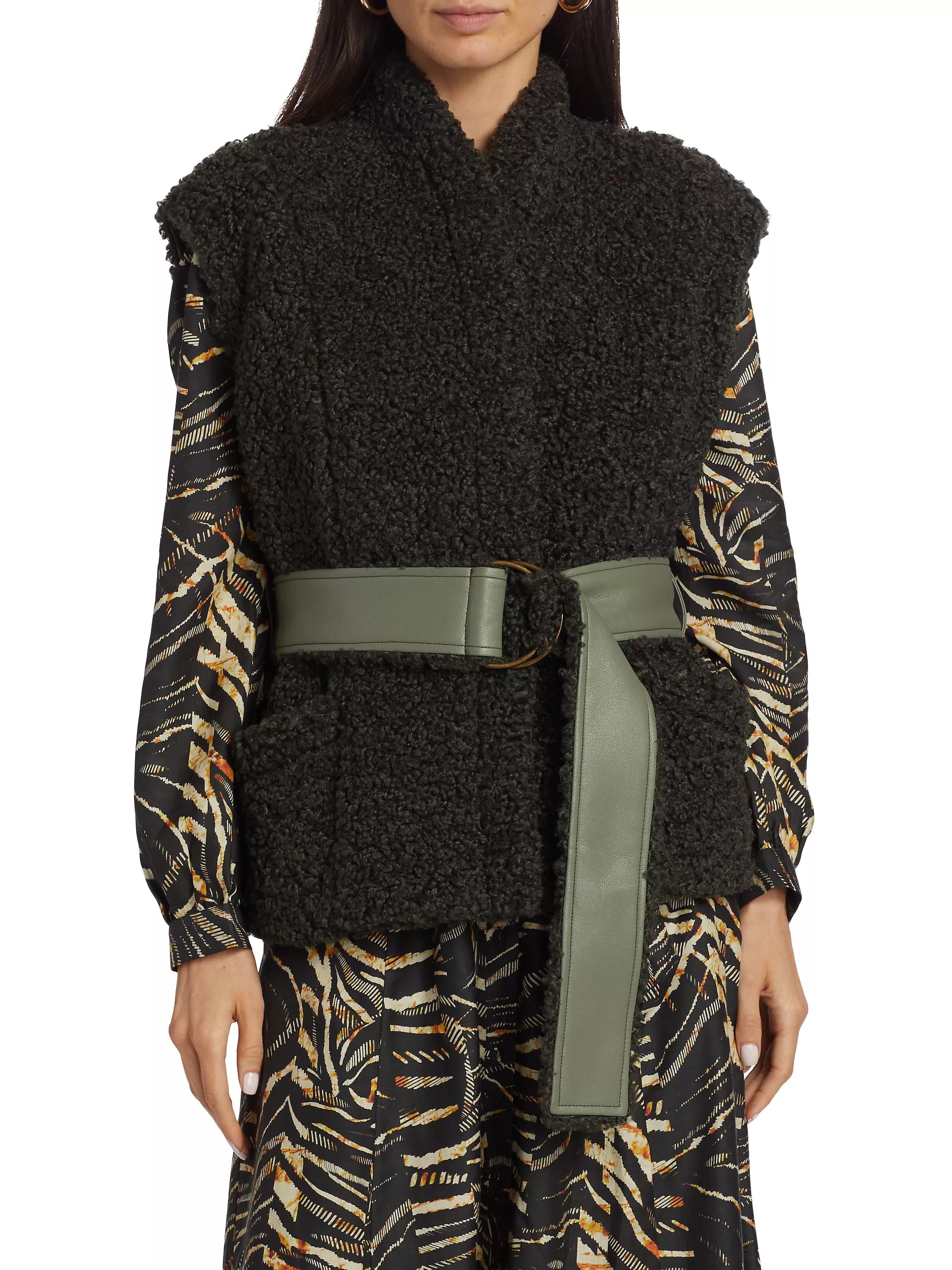 Astrid Sherpa Belted Vest | Saks Fifth Avenue