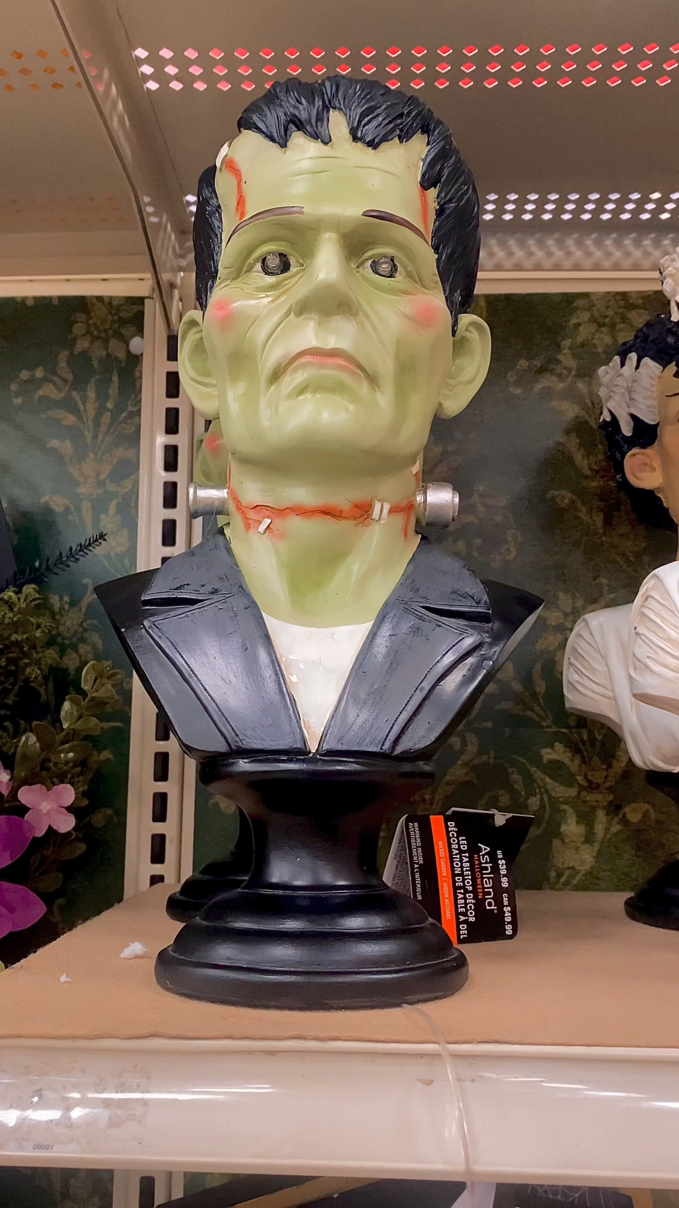 Halloween 2022 Bride of Frankenstein 2024 Light Up Bust and Edgar Allan Poe Bust