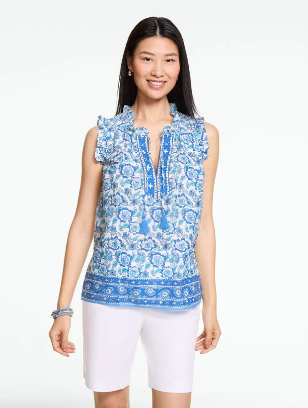 Split Neck Shell - Floral Vines | Talbots