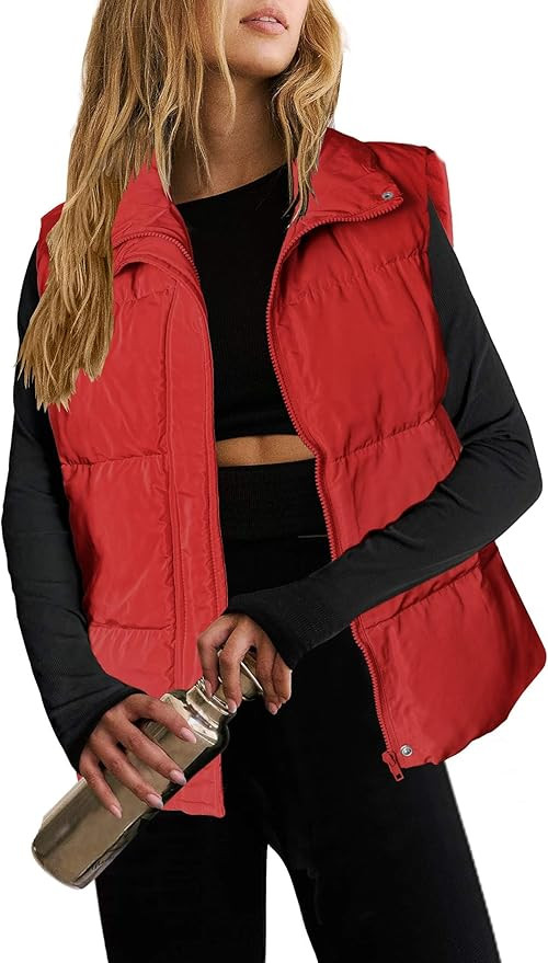 Zeagoo Women Puffer Vest Lightweight Stand Collar Sleeveless Winter Warm Zip Up Padded Outerwear ... | Amazon (US)