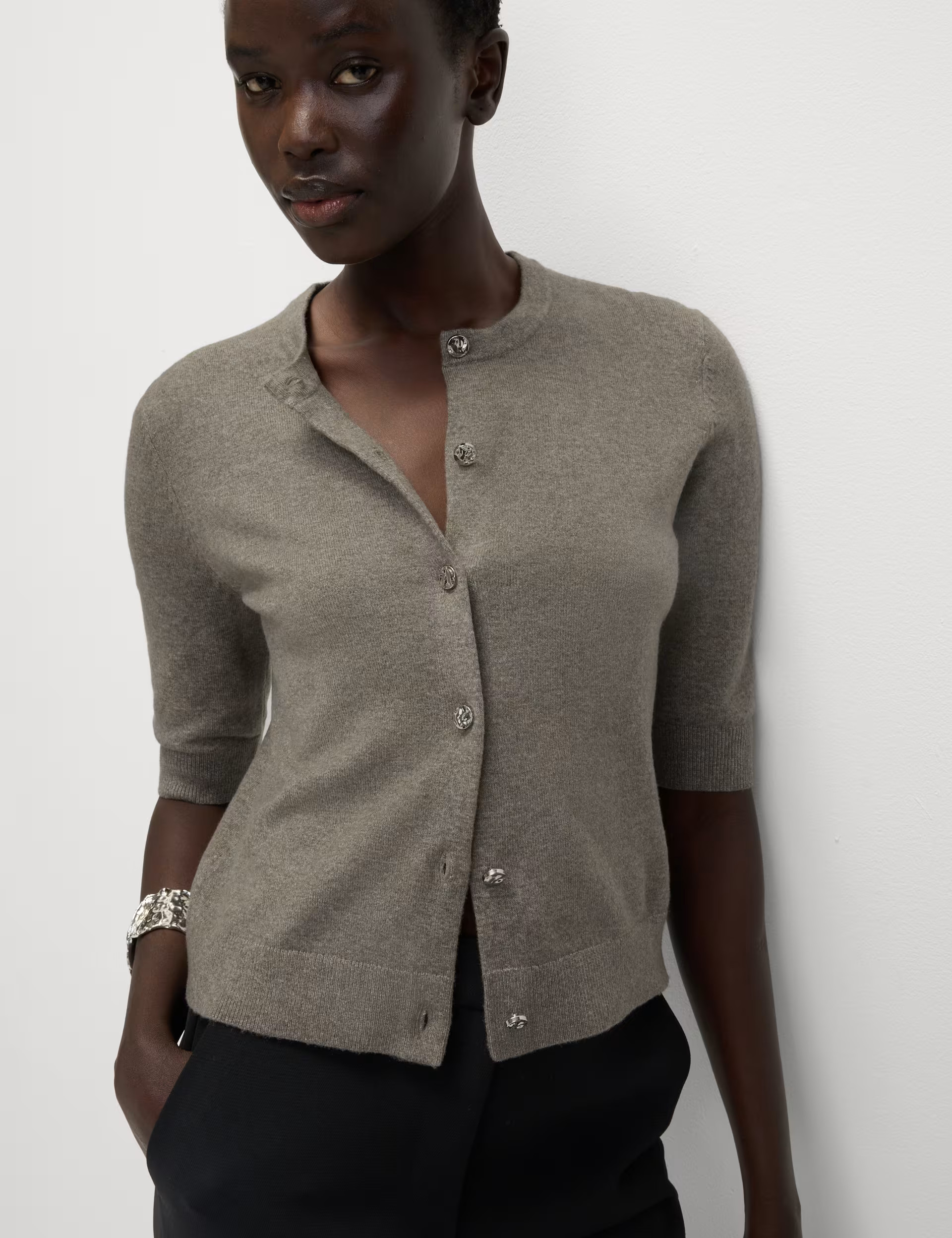 Air-Yarn Button Front Short Sleeve Cropped Cardigan | M&S Collection at M&S | Marks & Spencer (UK)